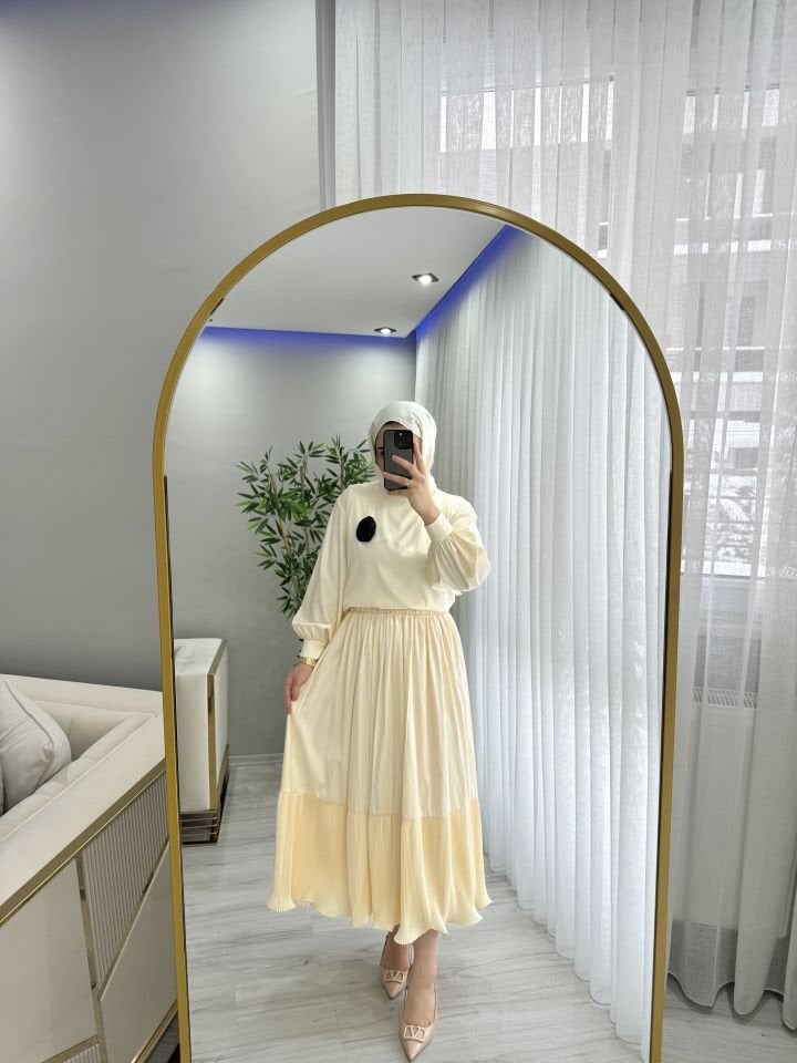 Saten takım krem