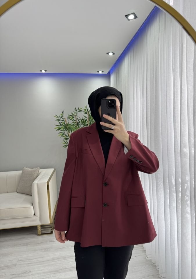 Bordo Blazer ceket