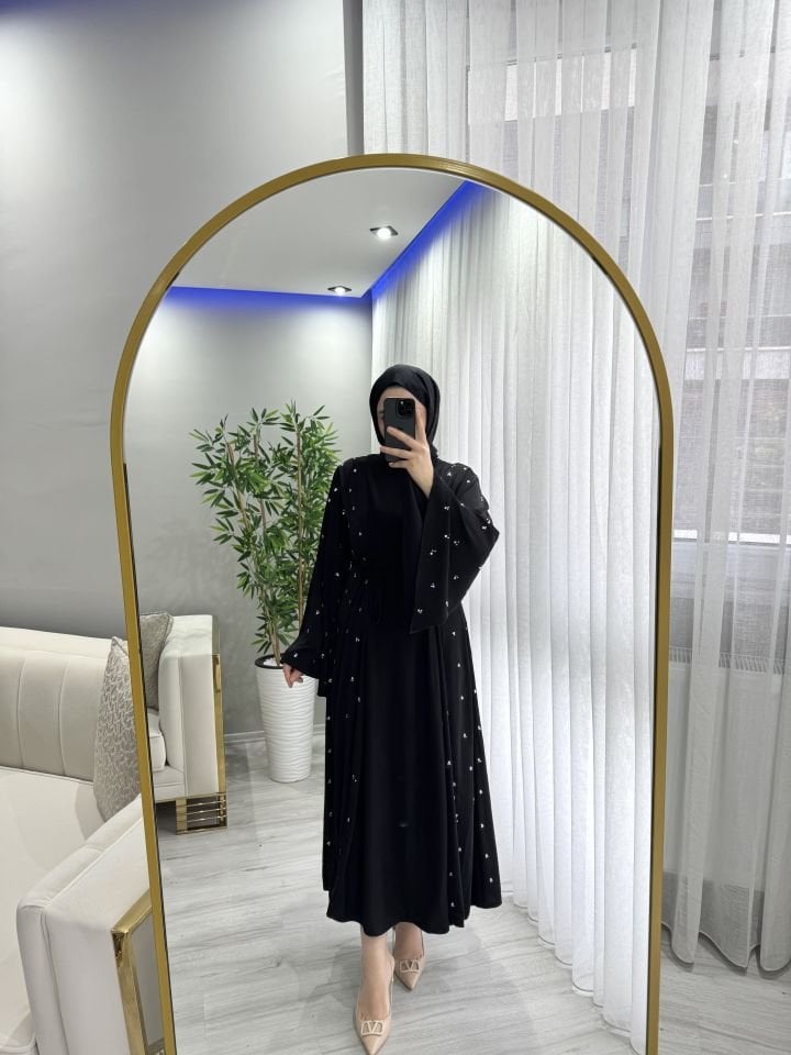 TAŞLI ELBİSE SİYAH
