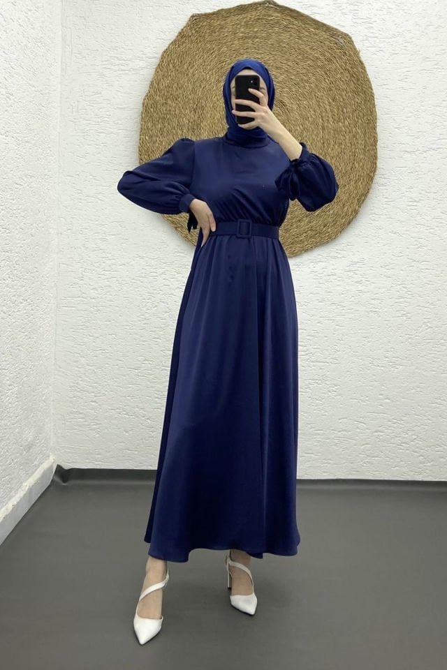 Saten kemerli abiye