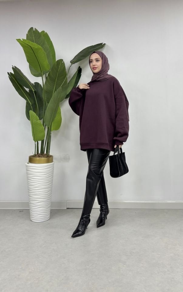 üç iplik içi Şardonlu Sweat bordo