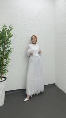 Tül abiye beyaz