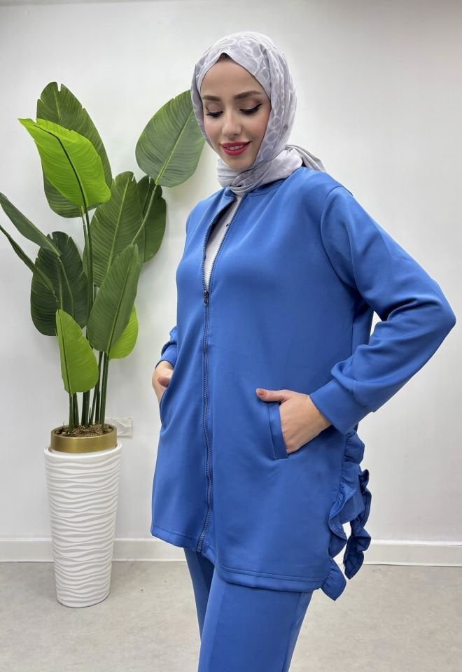 Fermuarlı scuba takım mavi