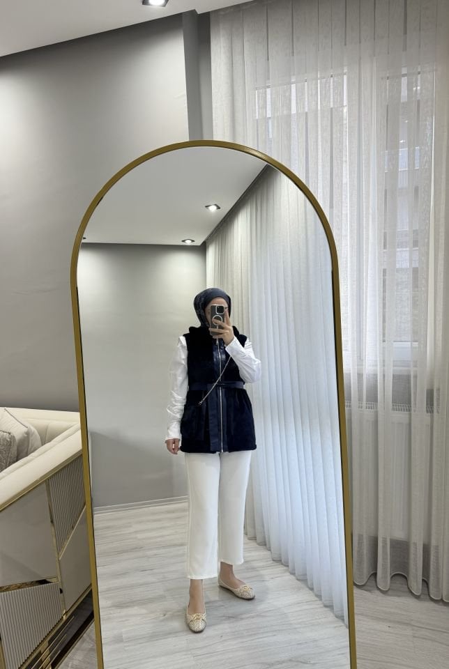 Peluş yelek lacivert