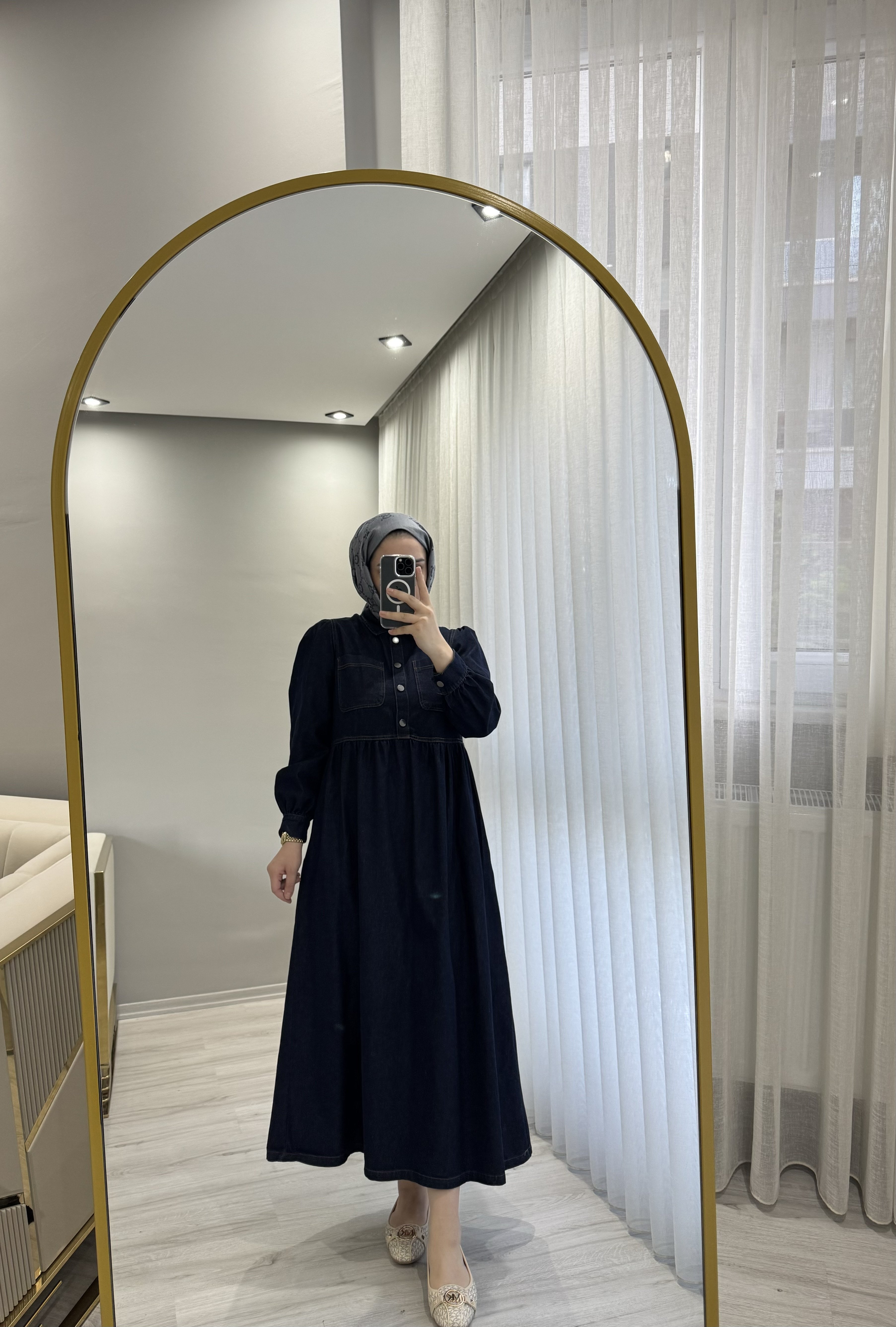 Kot elbise çıtçıtlı