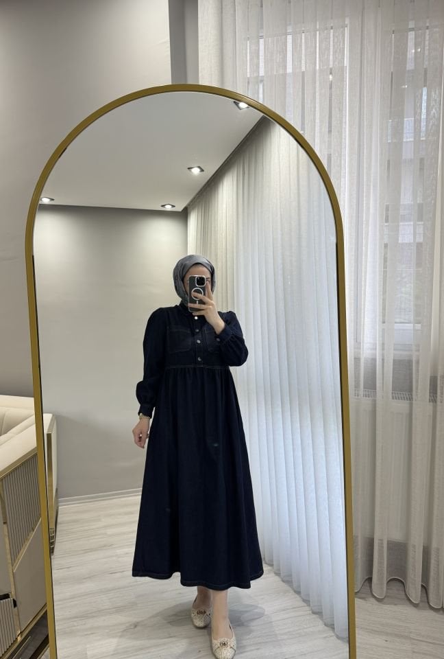 Kot elbise çıtçıtlı
