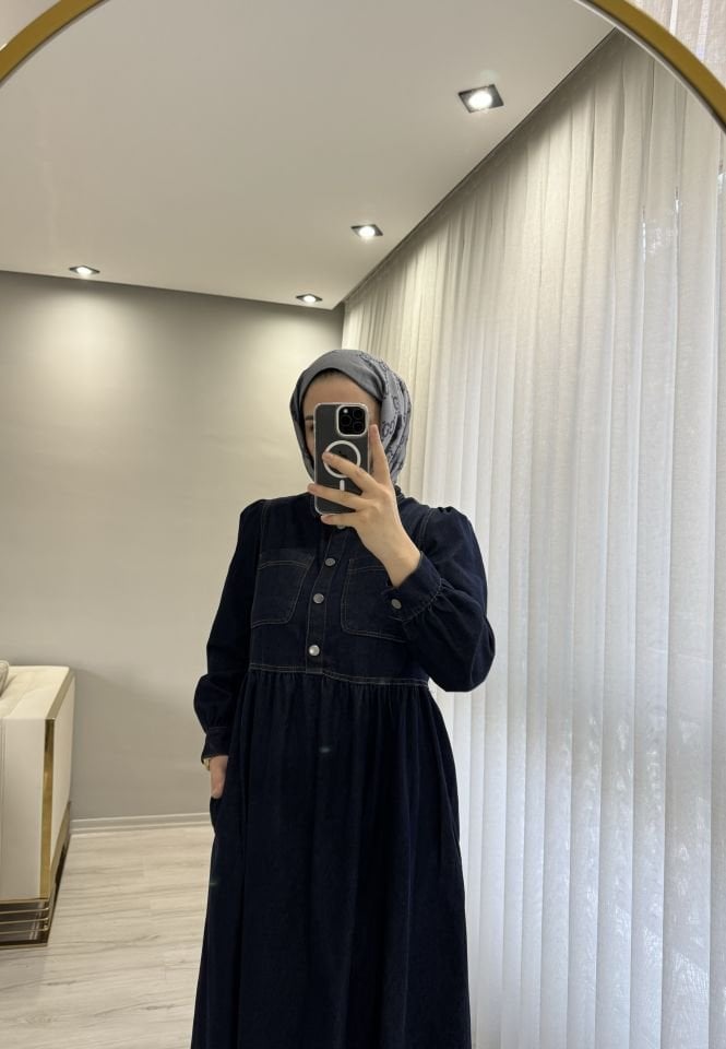 Kot elbise çıtçıtlı