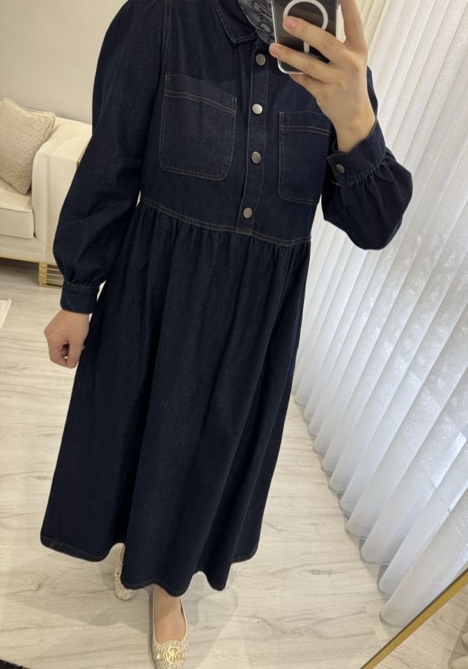 Kot elbise çıtçıtlı