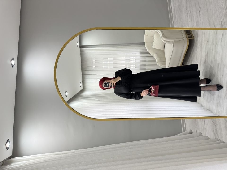 Fiyonklu elbise siyah