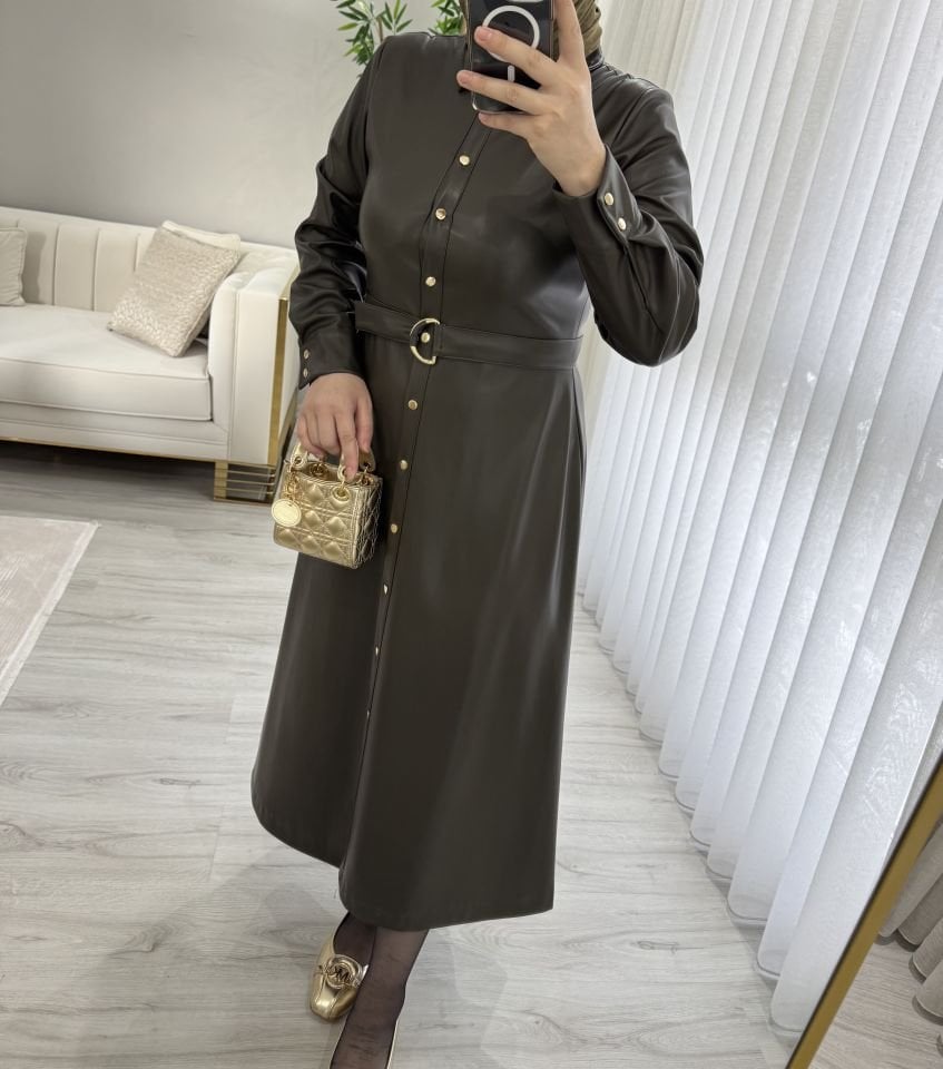 PREMİUM DERİ Elbise HAKİ