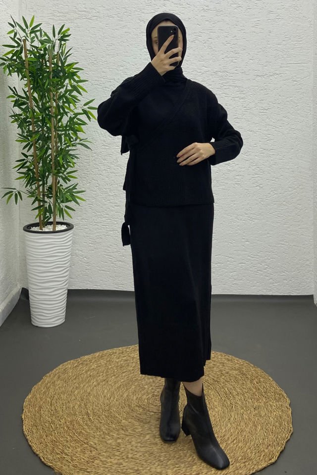 Yandan Bağlamalı Elbise Siyah