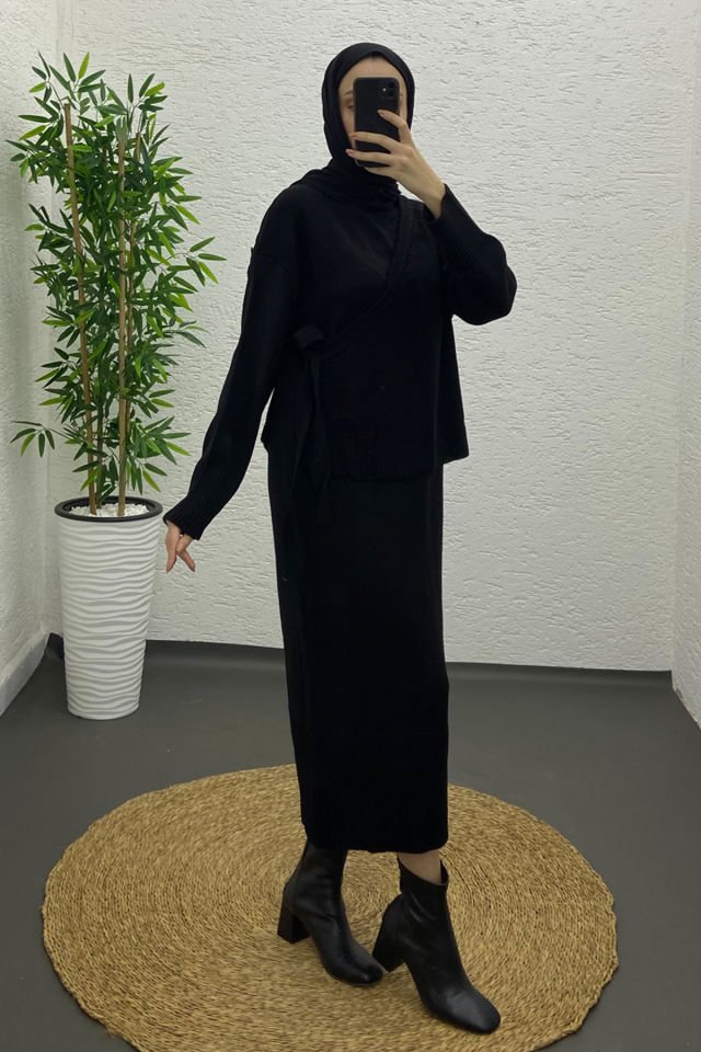 Yandan Bağlamalı Elbise Siyah