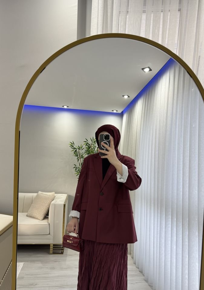 Kruvaze ceket bordo