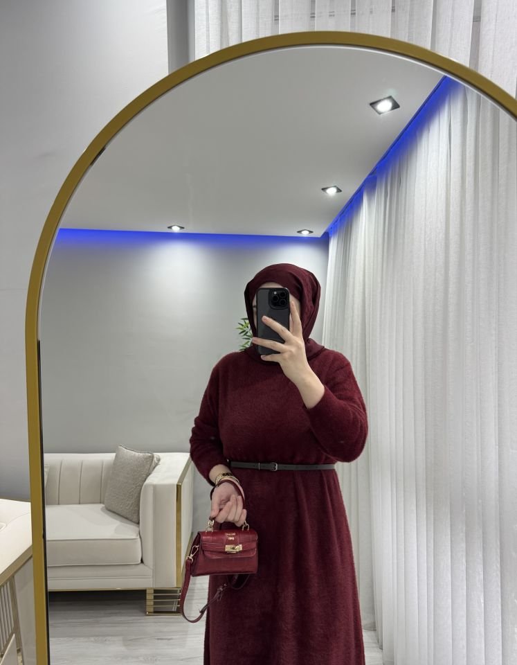 ANGORA TRİKO ELBİSE (bordo)