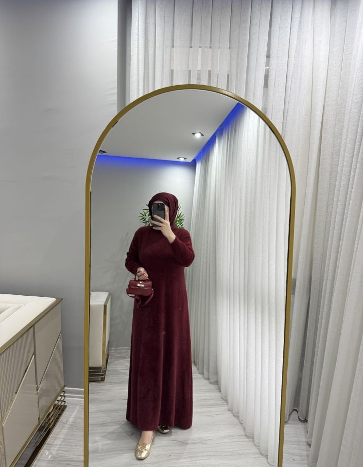 ANGORA TRİKO ELBİSE (bordo)