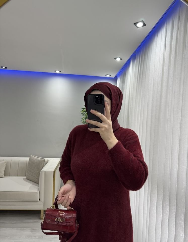 ANGORA TRİKO ELBİSE (bordo)