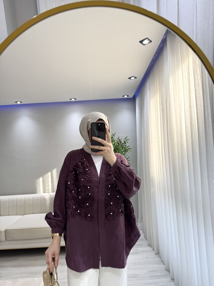 Çiçekli taşlı kimono