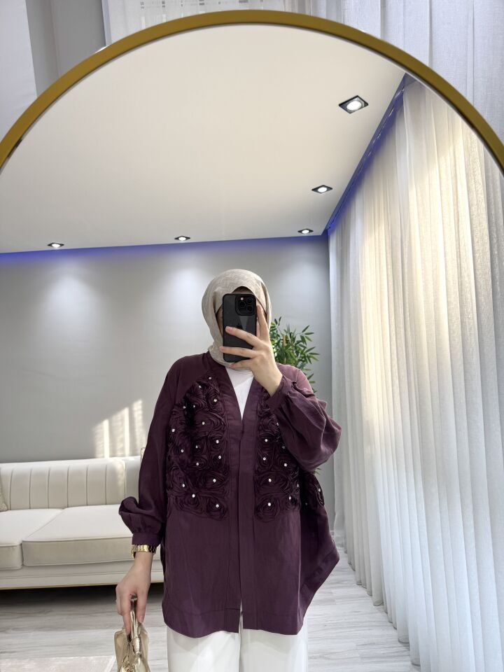 Çiçekli taşlı kimono