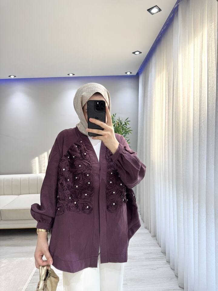 Çiçekli taşlı kimono