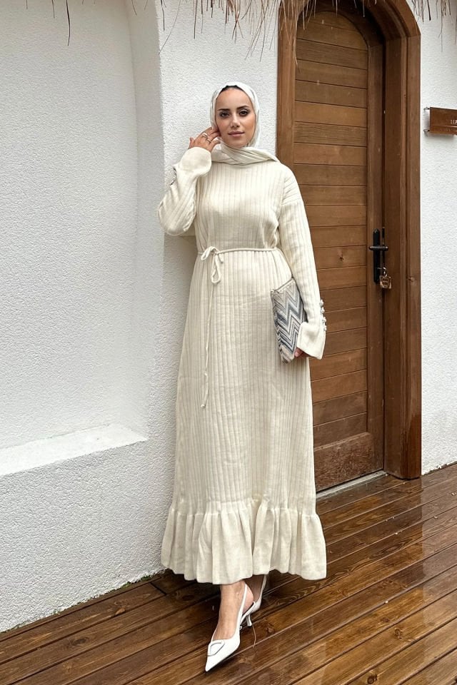 Blazer düğmeli triko elbise